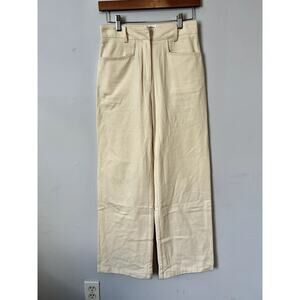 Cream SABO Cotton Twill Wide Leg Trousers Resort Spring Costal - (Women's 4 | S)